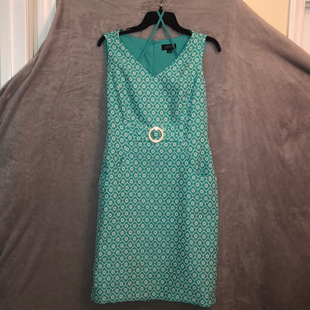 Aqua and white dress